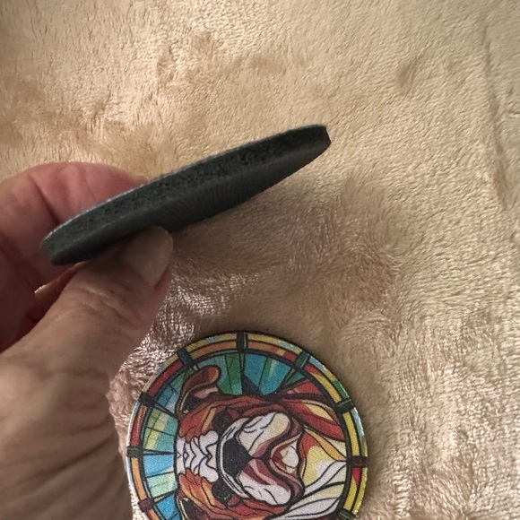 Stained Glass Design Bulldog Sponge/Rubber Car/Home Coasters Set of 2 - Picture 3 of 3